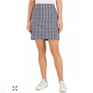 Womens M Charter Club Skirt Skort Blue White Gingham Plaid Pencil Skort Pockets